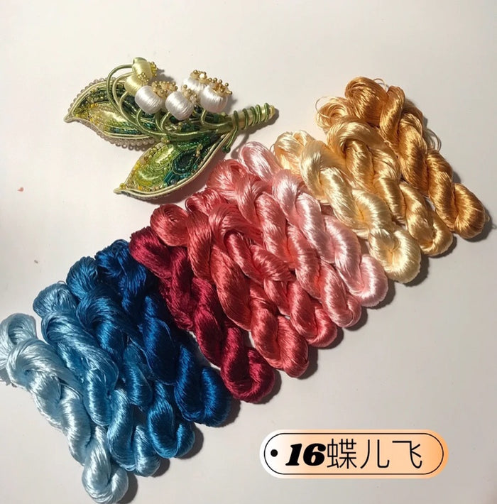 80m Suzhou Embroidery Untwisted Mulberry Silk Thread(#12Colors16 80m*12) - Ronghua Threads