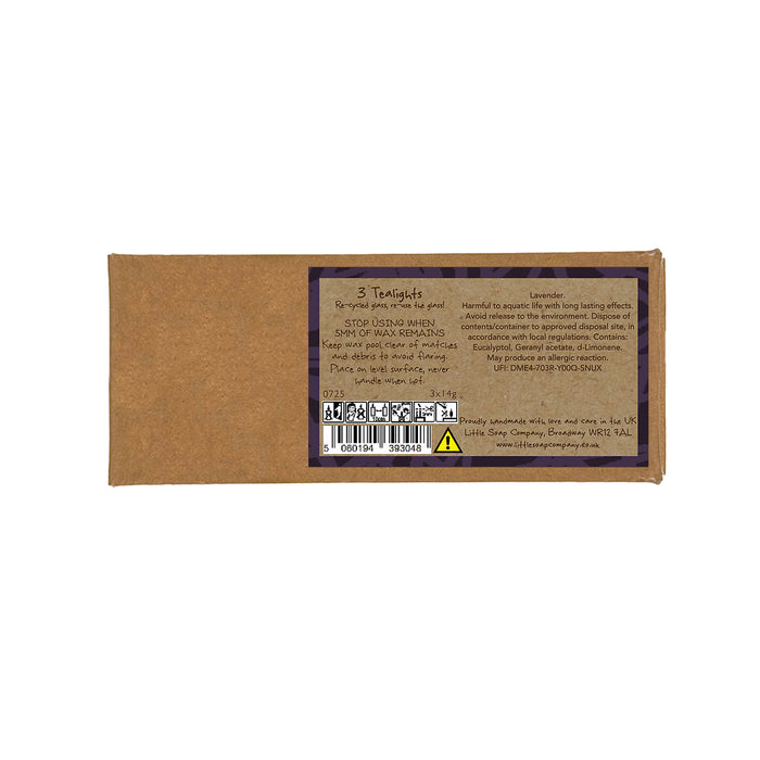 Artisan Lavender Glass Tealights 14g (Box of 3)