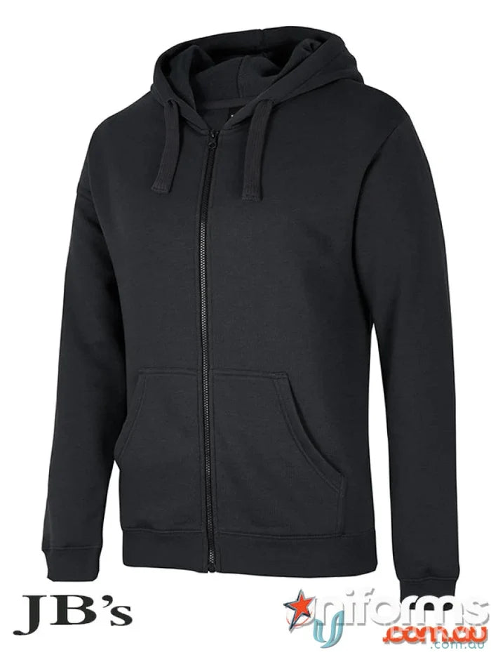 Black JBs Adults Zip Hoodie in urban fit, perfect for streetwear style