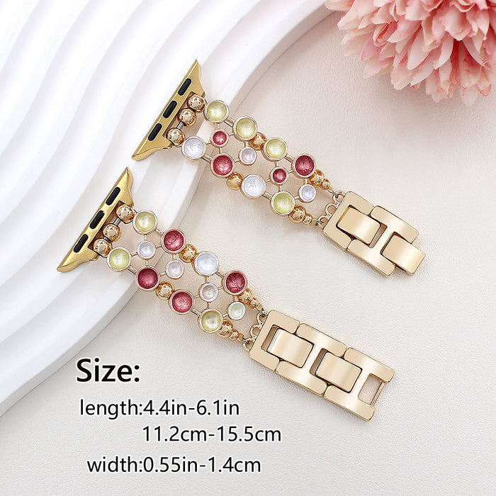 Confetti Chic Stainless Steel Link Bracelet Band For Apple Watch â â¨This dazzling beauty blends sleek gold links with colorful inlaid gems for a look thatâs equal parts glam and fun.
