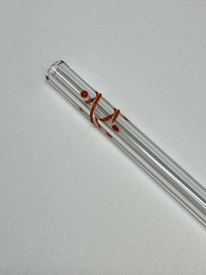 Le Parfait America Orange Spiral Wrap (9.5mm + 8 inch) Glass Drinking Straws