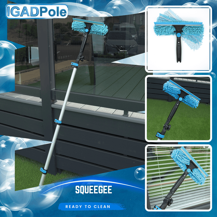 IGADPole 3.6m (12ft) Window Squeegee Cleaning Kit, Extension Pole and 10"(25cm) Window Squeegee