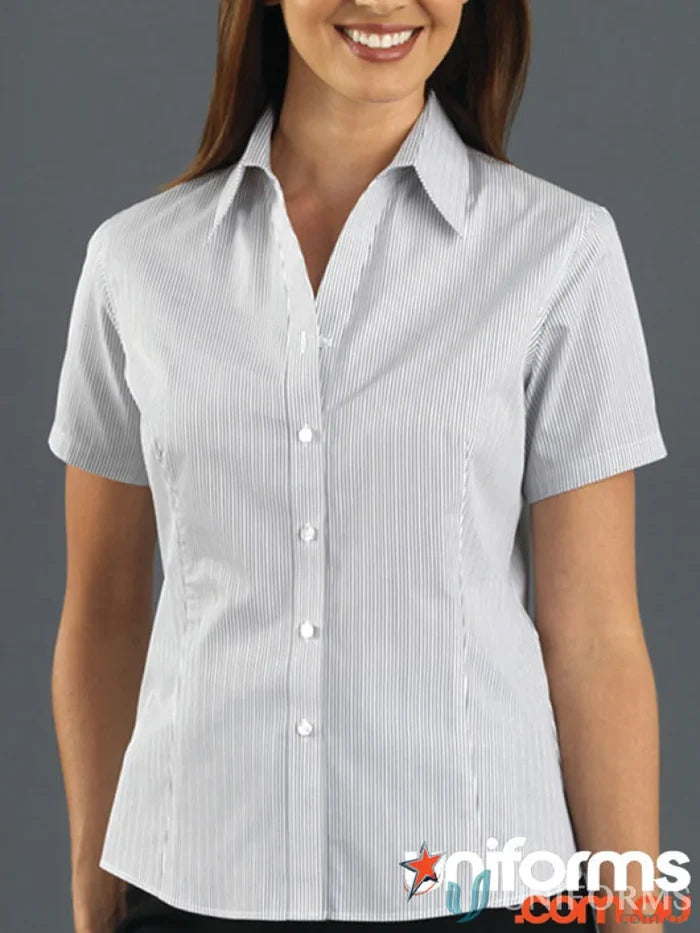 Herringbone stripe shirt, short sleeve Keval Womens 367-JK in stylish design