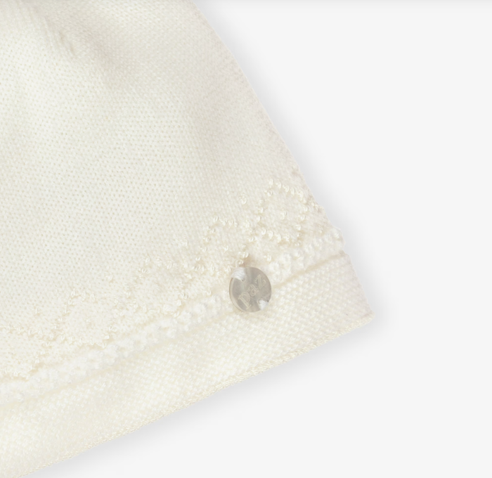 PAZ RODRIGUEZ Ivory Knitted Merino Wool Baby Hat