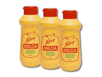 3 Bottles of Hultbergs Milda Senap 500g (17.63 oz) – Authentic Swedish Mild Sausage Mustard
