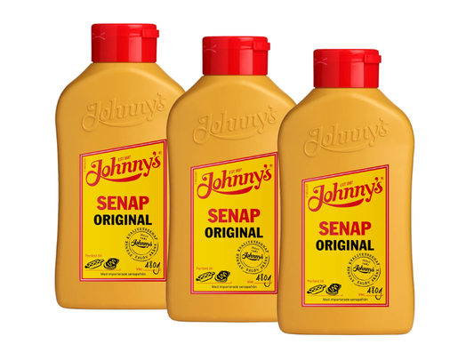 3 Bottles of Johnny's Senap Original 480g (16.93 oz) – Authentic Swedish Bold Mustard