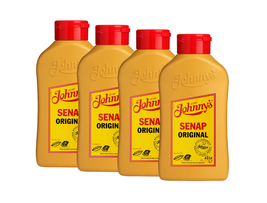 4 Bottles of Johnny's Senap Original 480g (16.93 oz) – Authentic Swedish Bold Mustard