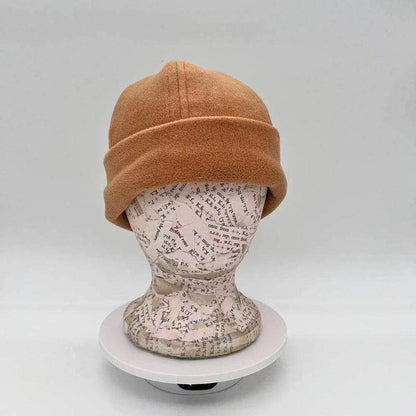Cotton Road Polar Fleece Beanie in light brown, warm and soft winter hat covering ears