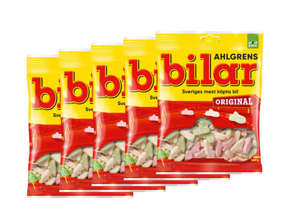 5 x Ahlgrens Bilar Original 160g – Classic Swedish Soft Foam Candy Cars, 800g total, fruity chewy car-shaped sweets, Sweden's best-selling candy