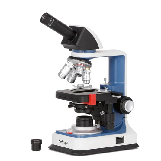 AmScope M620C-R USB-C Rechargeable Monocular Compound Microscope 2500X