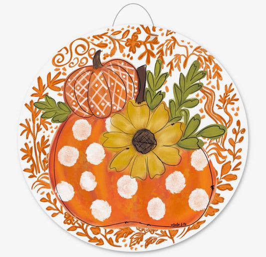 Baxter & Me Orange Chinoiserie Harvest Pumpkin Door Hanger