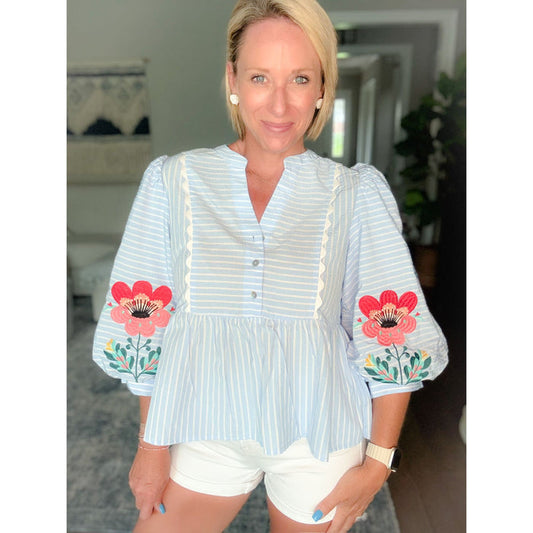 Bayside Blossom Striped Top
