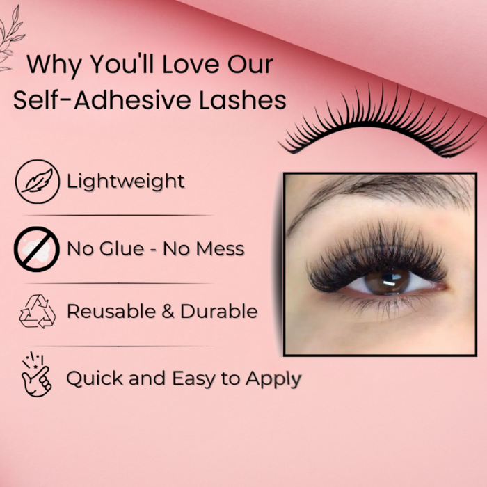 BOBI Self Adhesive Eyelashes SA47 Fox Lash Style – Outer Edge Lift | Bold Curved Look | No Glue | Reusable | Easy Stick-On Finish