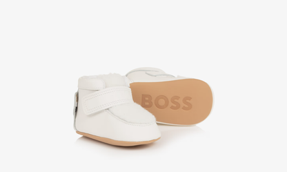 BOSS Baby Boys Ivory Leather & Sherpa First Shoes