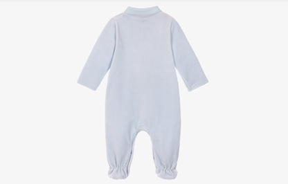 BOSS Baby Boys Pale Blue Velour Babygrow