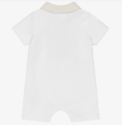 BOSS Baby Boys White & Beige Cotton Polo Shortie