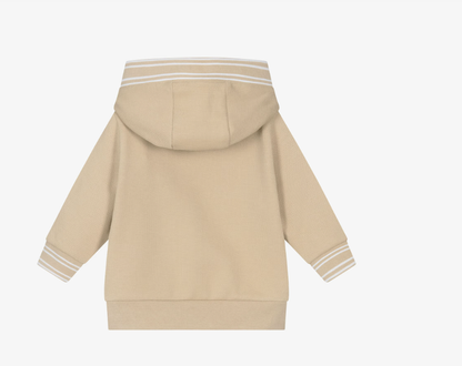 BOSS Boys Beige Cotton Zip-Up Hooded Top