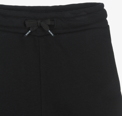 BOSS Boys Black Cotton Jersey Shorts with Patch Logo