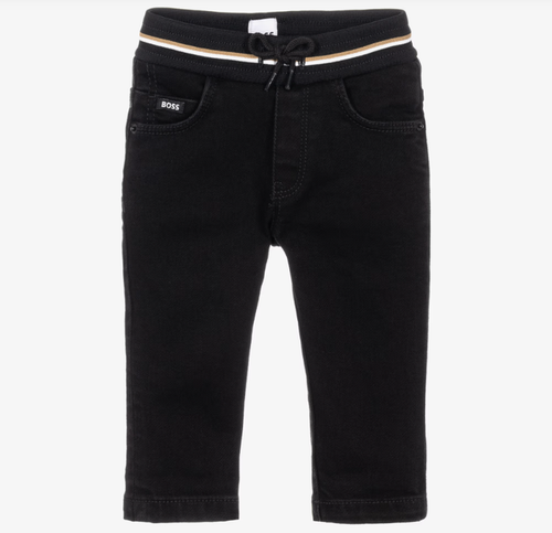 BOSS Boys Black Denim Jeans with Elasticated Waist