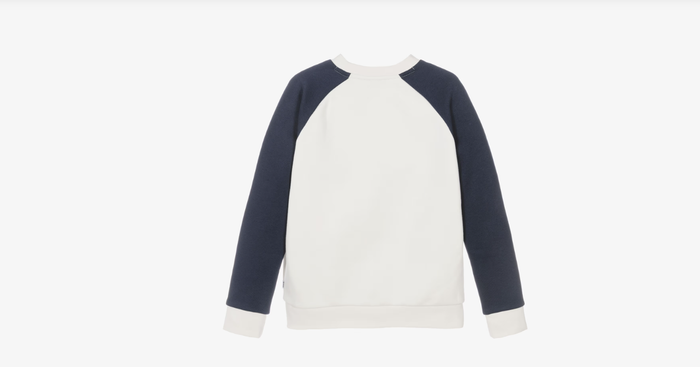 BOSS Boys Ivory Crew Neck Sweatshirt with Raglan Sleeves