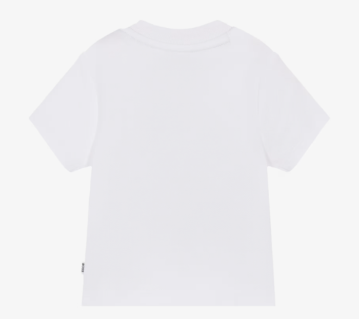 BOSS Boys White Cotton Piqué T-Shirt