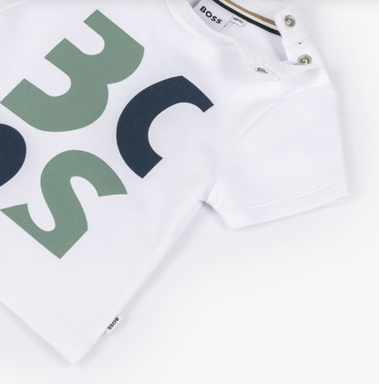 BOSS Boys White Cotton Piqué T-Shirt