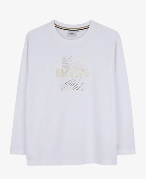 BOSS Logo-embroidered girls long-sleeve T-shirt
