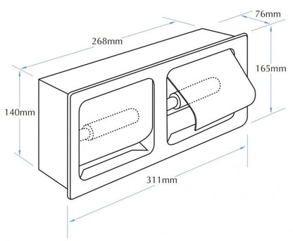 Bradley 5128 Double Toilet Roll Dispenser Recessed with Hoods