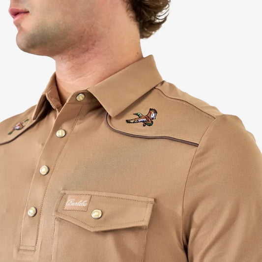 Burlebo Men's Pearl Snap Performance Polo