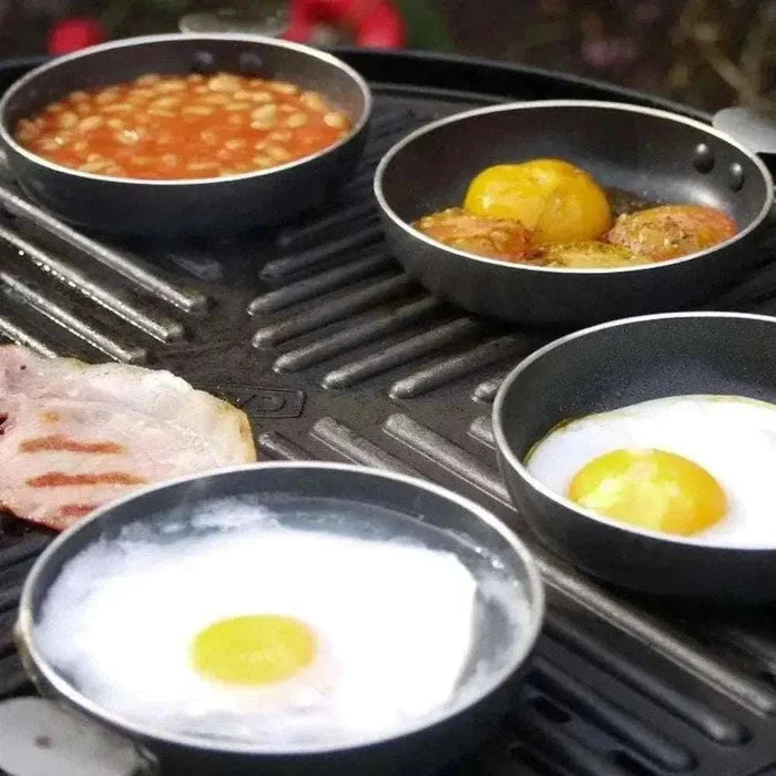 CADAC Tapas Set of 4 green 12cm non-stick aluminum pans for outdoor cooking