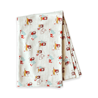 Camping Bear & Fox - Jacquard Sweater Knit Baby Blanket (Organic Cotton)