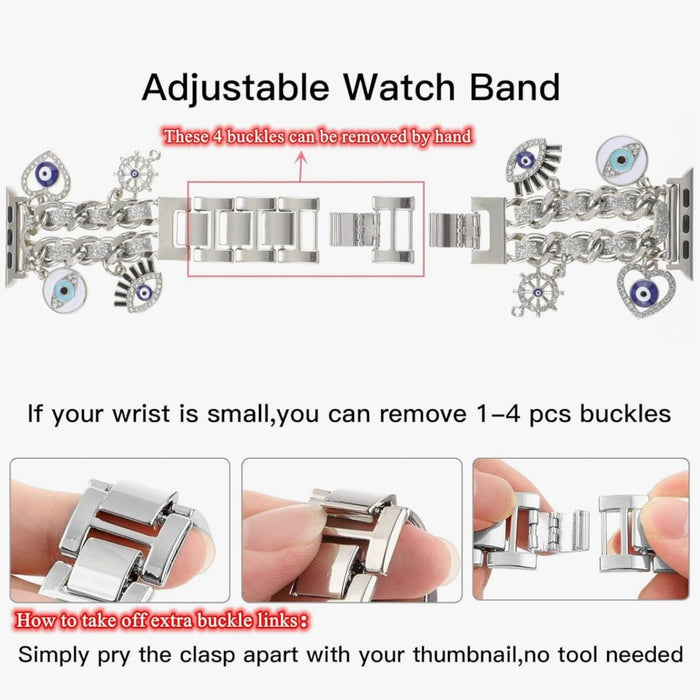 Celestial Crush Charm Steel Bracelet Band For Apple Watch â Made from luxe stainless steel with easy, hand-removable links, it's equal parts elegant and functional â perfect for date nights, starry...