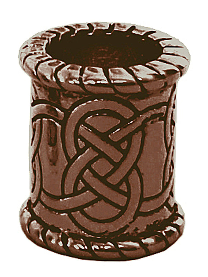 Wide Celtic knot hair bead in oxidized copper finish