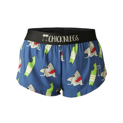 ChicknLegs Women's Blue Sharks Split Shorts 1.5"