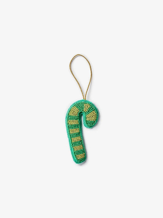 Christmas Decoration in Candy Cane Green Beaded by Bonnie and Neil