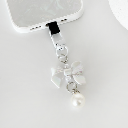Coconut Lane Coquette Bow Phone Keyring Bundle in iridescent finish, featuring pearly bows and a sleek, glossy look.