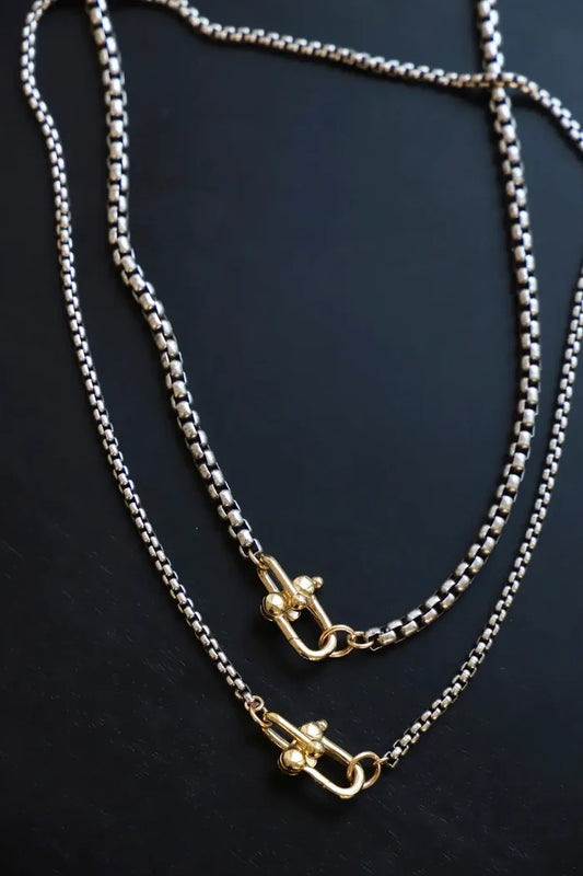 DISCONTINUED CN1544 Silver Necklace-Box Chain Nova Round