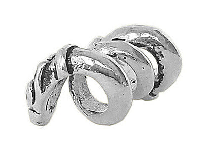 Double Headed Dragon Hair Bead - Sterling Silver Mini Braid Jewelry front view