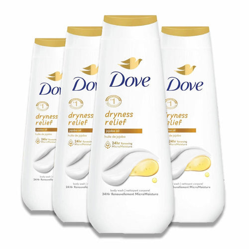 Dove - Body Wash Dryness Relief, Gentle Skin Cleanser, Jojoba Oil - 20 Oz - 4 Pack