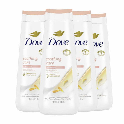 Dove - Soothing Care Body Wash with Calendula Infused Oils - 20 Oz - 4 Pack