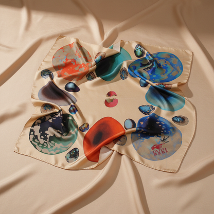Eggs Silk Scarf - Sand Fabric