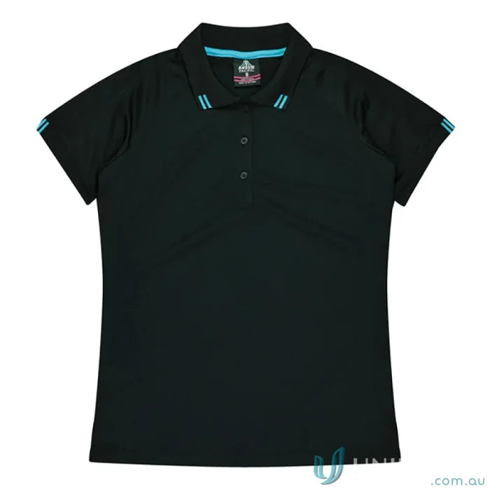 Aussie Pacific 1308 Flinders Polo in Black/Teal