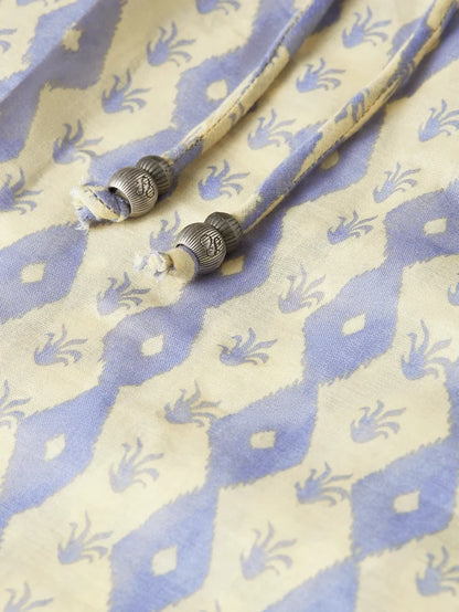 Gia All Over Printed Cotton Cactus Stripe Placed Raffia ulh01347t
