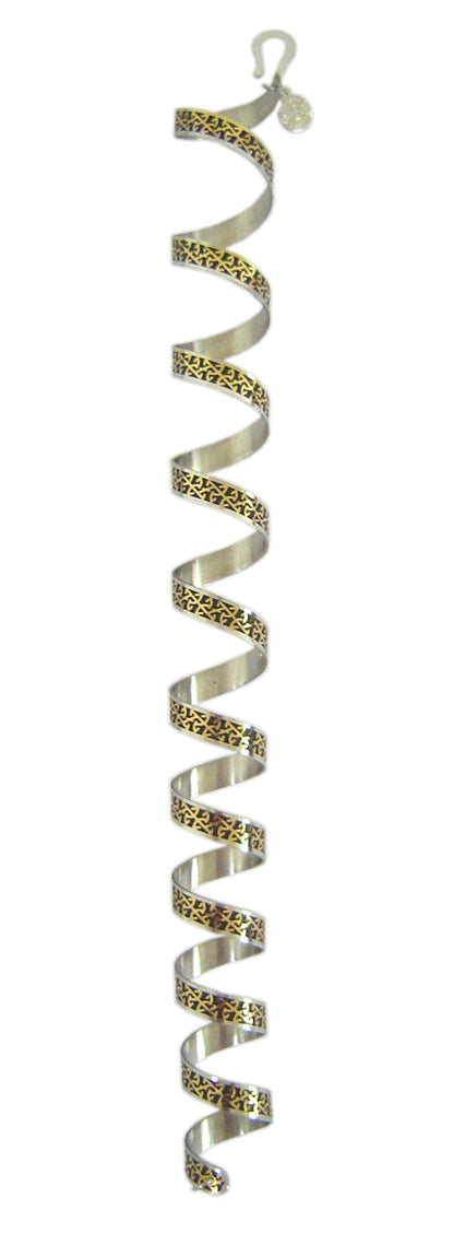 12-inch gold Celtic eternity ponytail wrap hair accessory with engraved knot pattern spiral, front view