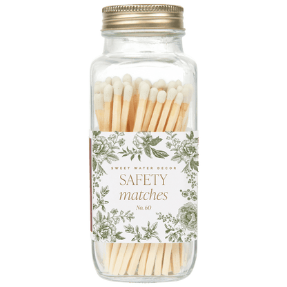 Green Delft White Tip Safety Matches - 60 Count, 3.75" - Olita Gifts & Goods