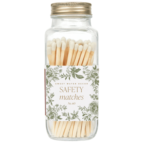 Green Delft White Tip Safety Matches - 60 Count, 3.75" - Olita Gifts & Goods