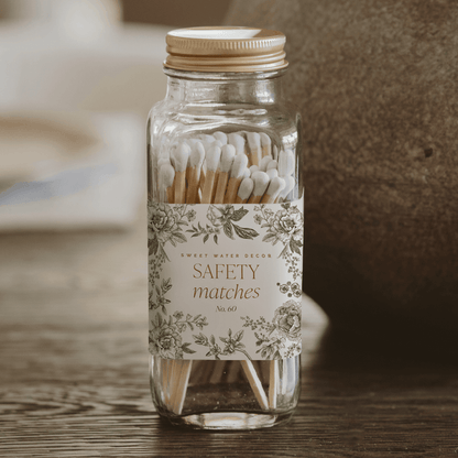 Green Delft White Tip Safety Matches - 60 Count, 3.75" - Olita Gifts & Goods