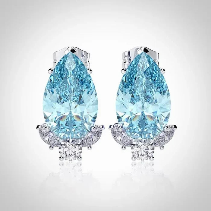 Wedding Jewelry | Minimalist CZ Bridal Stud Earrings - Blue, Pink & Aqua