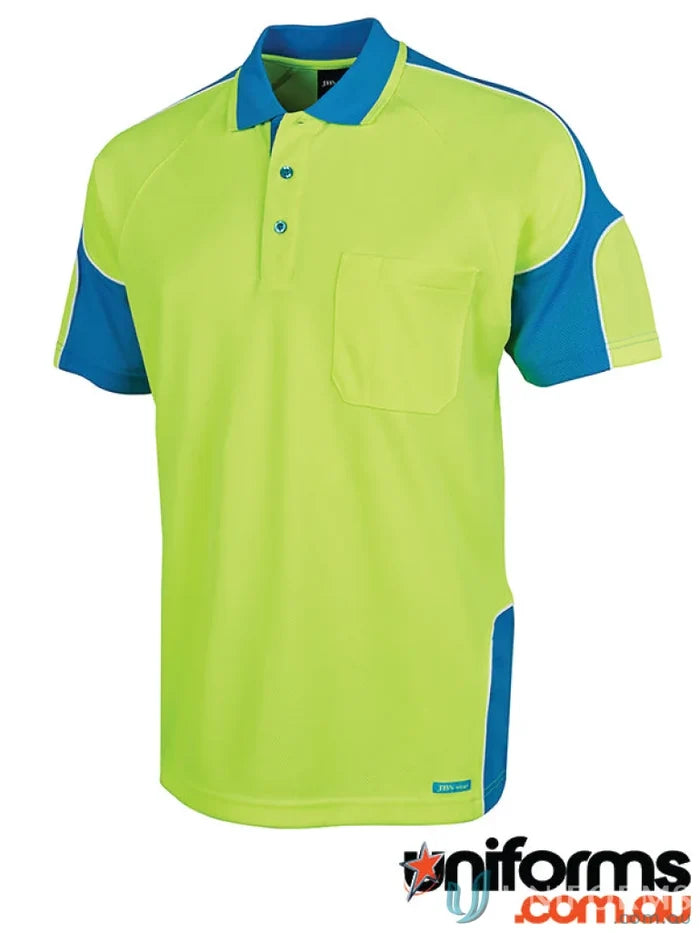 Two-tone short-sleeved Polo shirt from JBs HiVis S/S Arm Panel Workwear collection