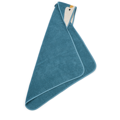Liewood - Hooded Towel - Organic Cotton - Penguin - Oceanview Mix - Side